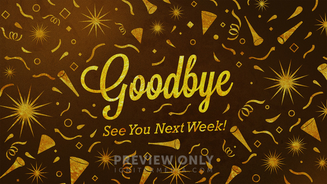 gold confetti - goodbye
