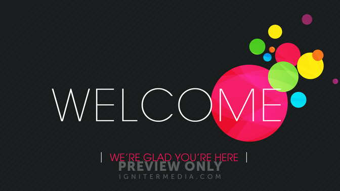 colored bubbles - welcome