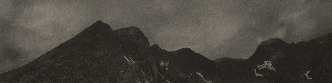 misty mountains - sepia