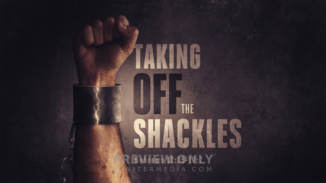 "Taking Off The Shackles" is a Title Still containing a Title Layout and two unique Content Layouts. Download Jpegs in both 16:9 (widescreen) and 4:3 (standard) format or PowerPoint presentations ready for your bullet points. Take full creative control and download the layered Photoshop file (PSD).