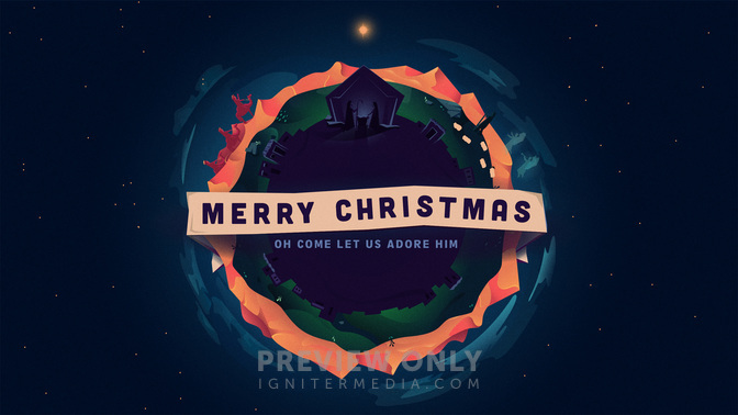 illustrated nativity - merry christmas