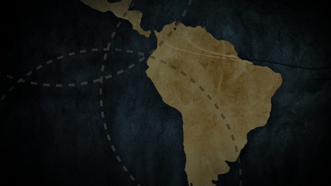 blue world map south america