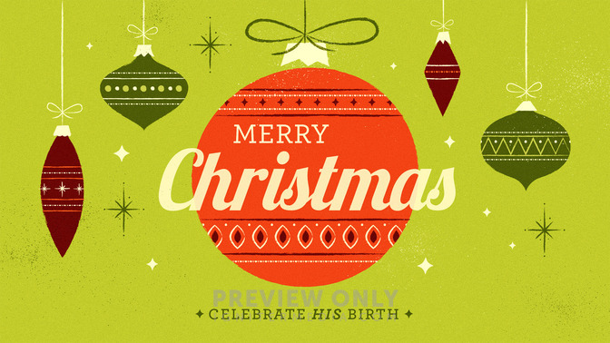retro ornaments - merry christmas